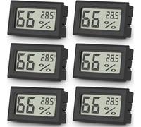 Vaikby Lot de 6 Thermomètres Numériques d'Intérieur avec Écran LCD et Hygromètre d'Intérieur - Noir - Montage en Surface - Part Number SB-122