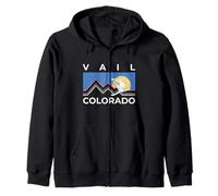 Vail Ski Town Colorado Rocky Mountains Voyage Vintage Ski Sweat à Capuche