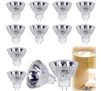 Vaileal 12 Pièces MR16 Ampoule Halogene 12V 20W GU4 Dimmable, Ampoule Halogene MR16 12V 20W Ampoules Halogènes GU4 250lm Blanc Chaud 2700k Spot Halogene GU4 pour Armoires, Éclairage Paysager