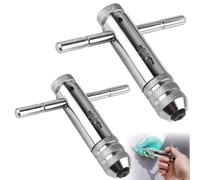 Vaileal 2PCS Clé à Taraud Réglable Avec iletage à Poignée en T, Clé pour Porte-Taraud à Poignée en T, Porte-Taraud Accessoires de Taraudage Manuel pour Tarauds Métriques M3-M8 M5-M12