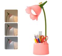 Vaileal Lampe De Bureau LED pour Enfants: Lampe De Table Dimmable avec 3 Températures De Couleur, Bras Flexible Et Capteur Tactile, Rechargeable USB pour La Lecture Et L'étude (Rose)