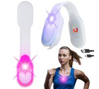 Vaileal Lot de 2 lampes frontales pour le jogging : clignotant LED lumière de sécurité rechargeable par USB, clip lumière LED avec 3 modes d'éclairage, lumière de sécurité magnétique pour enfants,