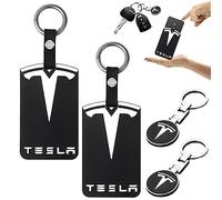 Vaileal Lot de 2 porte-cartes pour Tesla Model 3 : porte-clés en silicone modèle Y pour Tesla, résistant à l'usure et à la poussière, protection porte-clés motif logo accessoire de voiture, Noir , M
