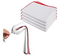 Vaileal Lot de 4 chiffons de polissage en microfibre pour verre à vin - 45 x 60 cm - Réutilisables - Sans traces - En microfibre - Avec bord rouge