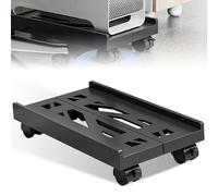 Vaileal Support pour PC, support universel réglable pour processeur, sous bureau, chariot d'ordinateur avec 4 roulettes, cadre principal, noir