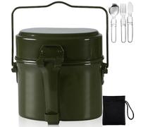 Vaileal Vaisselle de camping de l'armée allemande - Résistante à la chaleur - Avec couteau, fourchette et cuillère pliables - En aluminium - Avec poignées pliantes - Convient pour 1 à 2 personnes