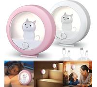 Vaileal Veilleuse Enfant LED - 2 Pièces Lampe Nuit Enfant Rechargeable USB, Veilleuse Bébé Portable avec Détecteur de Mouvement et 3 Modes (Auto/ON/OFF) pour Chambre, Salon, Salle de Bains et Couloir