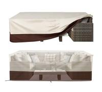 Vailge Housse imperméable pour meubles de terrasse, pelouse et patio avec poignées rembourrées, housse de table rectangulaire, petite taille, beige et marron