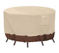 Vailge Housse ronde pour meubles de terrasse, 100 % imperméable, anti-décoloration, pour meubles d'extérieur, résistante aux UV, 243,8 cm de diamètre x 28 cm, beige et marron