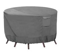 Vailge Housse ronde pour meubles de terrasse, 100 % imperméable, anti-décoloration, résistante aux UV, pour table et chaises, gris, 279,4 x 71 cm (dia. x H)