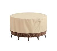 Vailge Housse ronde pour meubles de terrasse, 100 % imperméable, anti-décoloration, résistante aux UV, pour table et chaises, beige et marron, 213,4 x 71 cm (dia. x H)