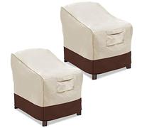 Vailge Housses de chaise de terrasse, housses de siège profondes, résistantes et imperméables pour extérieur, pelouse, patio - Lot de 2 - Taille L - Beige et marron