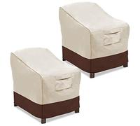 Vailge Housses de chaise de terrasse, housses de siège profondes, résistantes et imperméables pour extérieur, pelouse, patio - Lot de 2 - Taille S - Beige et marron