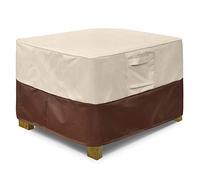 Vailge Square Patio Ottoman Cover, Waterproof Outdoor Ottoman Cover with Padded Handles, Patio Side Table Cover, Heavy Duty Outdoor Furniture Cover(Small,Beige&Brown)