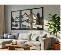 Vailla ® 3 Pièces Tableau Decoration Murale Montagne 3D Deco Murale Salon Salle de Bain Chambre Cadre Décoration Chambre Triptyque Mural Bois (Montagnes 12)