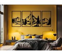Vailla ® 3 Pièces Tableau Decoration Murale Montagne 3D Deco Murale Salon Salle de Bain Chambre Cadre Décoration Chambre Triptyque Mural Bois (Montagnes 4)