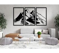 Vailla ® 3 Pièces Tableau Decoration Murale Montagne 3D Deco Murale Salon Salle de Bain Chambre Cadre Décoration Chambre Triptyque Mural Bois (Montagnes 16)