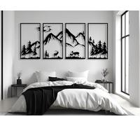 Vailla ® 3 Pièces Tableau Decoration Murale Montagne 3D Deco Murale Salon Salle de Bain Chambre Cadre Décoration Chambre Triptyque Mural Bois (Montagnes 10)