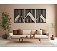 Vailla ® 3 Pièces Tableau Decoration Murale Montagne 3D Deco Murale Salon Salle de Bain Chambre Cadre Décoration Chambre Triptyque Mural Bois (Montagnes 13)