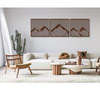 Vailla ® 3 Pièces Tableau Decoration Murale Montagne 3D Deco Murale Salon Salle de Bain Chambre Cadre Décoration Chambre Triptyque Mural Bois (Montagnes 22)