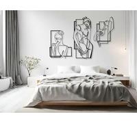 Vailla® Line Art - Décoration Murale en Bois - Art Sensuel Minimaliste - Noir - Design Moderne pour Chambre à Coucher, Salon