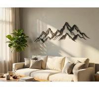 Vailla Montagnes Décoration Murale Bois 3D - Triptyque Mural Salon Chambre | MDF, Découpé au laser, Paysage de montagne Alpes, 5 tailles, Noir Argent Or, personnalisable, Salon Chambre