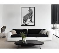 Vailla Tableau Decoration Murale 3D Deco Murale Salon Salle de Bain Chambre Cadre Décoration Chambre Triptyque Mural Bois (Loup 1)