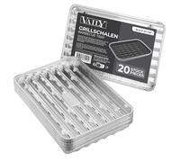 Vaily Barquettes de grill en aluminium lot de 20 - Bac d'égouttement accessoire pour BBQ, camping et cuisine - Barquette en aluminium pour moins de graisse et de saleté - 32,5 x 22 cm