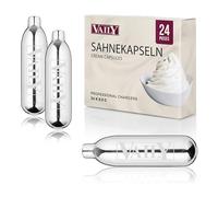 Vaily Cartouches de crème 24 pièces - Cartouches N2O pour distributeurs et siphons à crème - pour préparer Facilement de la crème, espumas et soupes