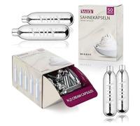 Vaily Cartouches de crème 50 pièces - Cartouches N2O pour distributeurs et siphons à crème - pour préparer Facilement de la crème, espumas et soupes