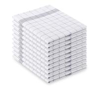 Vaily Lot de 10 torchons à carreaux gris - 70 x 45 cm - 100 % coton