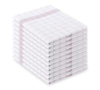 Vaily Lot de 10 torchons à Carreaux Rouges 70 x 45 cm 100% Coton
