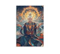 Vairocana Sits at The Universes Center, His Blazing Halo englobant les galaxies et la géométrie sacrée Décoration murale contemporaine Poster décoratif à suspendre 50 x 75 cm