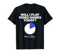 Vais-Je Jouer aux Jeux vidéo Aujourd'hui ? Conception de Diagramme Circulaire Amusant T-Shirt Graphique avec Valeur, Homme, Noir, L