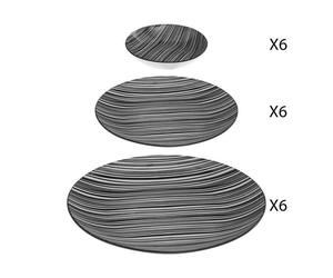 Vaiselle - Bohemia - Zèbre - 18 pièces - Porcelaine - Noir