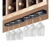 Vaisoeny Lot de 2 porte-verres à vin suspendus - Porte-verres à vin sous armoire - Étagère à pied suspendue - Organiseur pour bar, armoire, cuisine - Noir