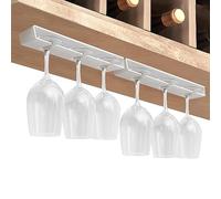 Vaisoeny Lot de 2 porte-verres à vin suspendus - Porte-verres à vin sous armoire - Étagère à pied suspendue - Organisateur de suspension pour bar, armoire, cuisine (blanc)