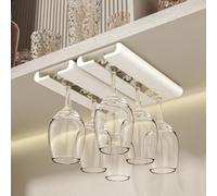 Vaisoeny Lot de 2 supports à verres à vin, installation sans perçage, pour cuisine et bar, blanc