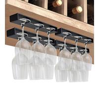 Vaisoeny Lot de 4 porte-verres à vin suspendus - Porte-verres à vin sous armoire - Étagère à pied suspendue - Organiseur pour bar, armoire, cuisine - Noir
