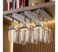 Vaisoeny Lot de 4 porte-verres à vin translucides - Support verre a pied suspendu - Support pour verres à pied - Pour cuisine et bar - Gris