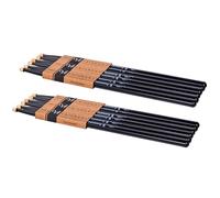 Vaisoeny Lot de 6 paires de baguettes de batterie classiques en bois d'érable dur laqué 7A pour enfants et adultes, accessoires de percussion professionnels (noir)