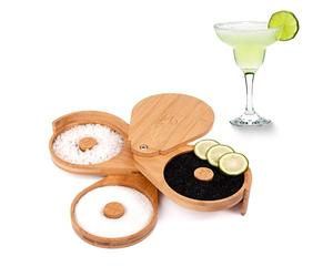 Vaisoeny Margarita Ensemble salière en bambou pour cocktails avec 6 éponges à jus et 4 tapis antidérapants, Bloody Mary, Manhattan pour bar et fête à la maison