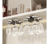 Vaisoeny Porte verres suspendu, support de verre à vin rotatif à 360 °, support de verre à vin sans perçage, rangement de verre à vin à installation facile pour cuisines et bars. (Noir - Lot de 2)