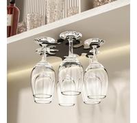 Vaisoeny Porte verres suspendu, support de verre à vin rotatif à 360 °, support de verre à vin sans perçage, rangement de verre à vin à installation facile pour cuisines et bars. (Noir)