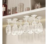 Vaisoeny Porte verres suspendu, support de verre à vin rotatif à 360 °, support de verre à vin sans perçage, rangement de verre à vin à installation facile pour cuisines et bars. (Blanc - Lot de 2)