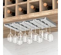 Vaisoeny - Support verre a pied suspendu - Lot de 4 porte-verres à vin à suspendre - En plastique - Sans perforation - Auto-adhésif - Blanc