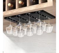 Vaisoeny - Support verre a pied suspendu - Lot de 4 porte-verres à vin à suspendre - En plastique - Sans perforation - Auto-adhésif - Noir