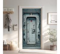 Vaisseau Spatial Autocollant Porte 3D Auto-Adhésif 80x210 cm, Industriel Sticker Porte Autocollants de Porte, Métal Stickers pour Chambre Cuisine Intérieure