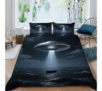 Vaisseau Spatial de l'univers Housse de Couette 200x220 cm avec Taies d'oreiller, Bateau océanique Parure de Lit 2 Personnes pour lit avec Fermeture Éclair Sets de Housse Couette (Dx7251)
