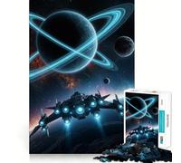 Vaisseau Spatial Devant Une planète à Anneaux Puzzle Difficile de 1000 pièces pour Adultes Jeu Intelligent et Amusant Découpe précise Cadeau Artistique 38x26cm